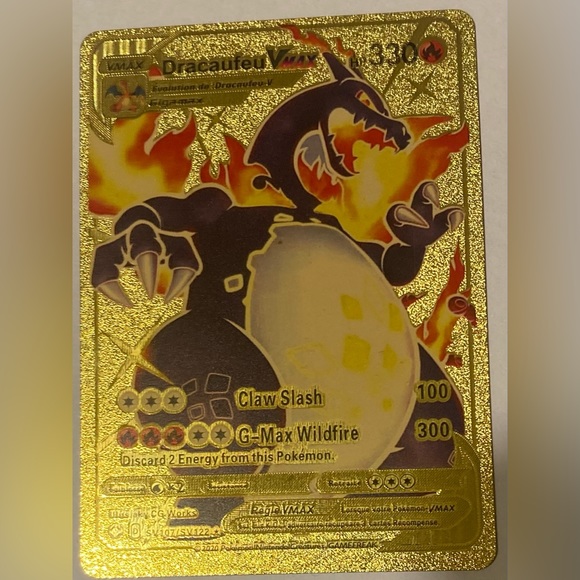 Carte Pokémon Gold Métal - Dracaufeu